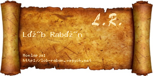Löb Rabán névjegykártya